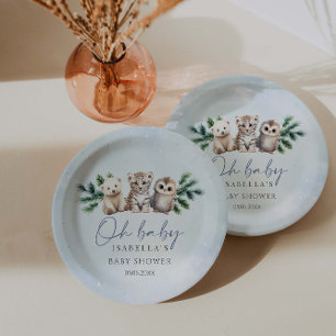 Assiettes En Carton Oh Baby Winter Woodland Animaux Baby shower