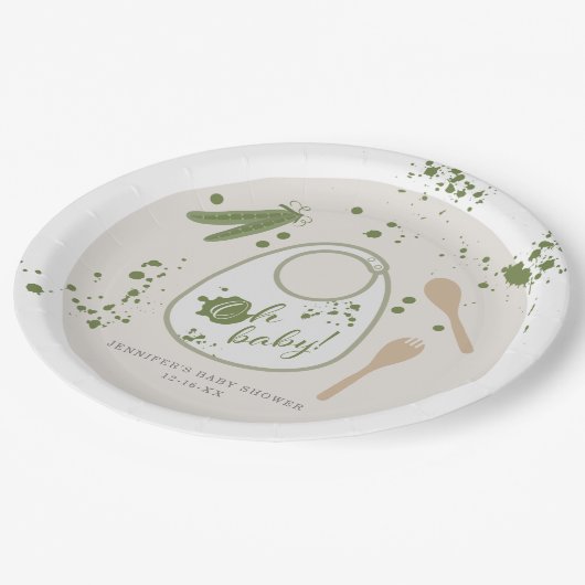 Assiettes En Carton Oh Bébé Cuillère fourche rose Bib Baby shower neut (Angle)