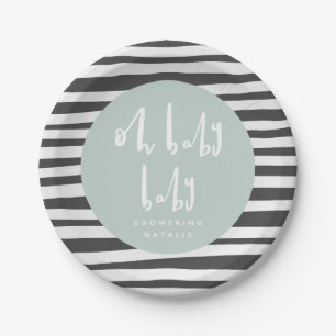 Assiettes En Carton OH bébé, deux plaques en papier baby shower