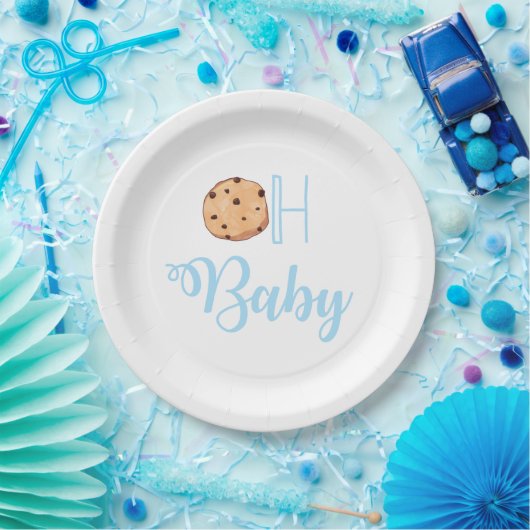 Assiettes En Carton Oh Bébé Lait et biscuits Baby shower bleu (Fête)
