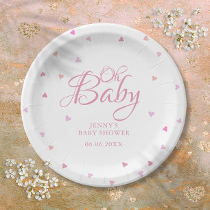 Assiettes En Carton Oh Bébé Mignons Coeurs Roses Baby Shower