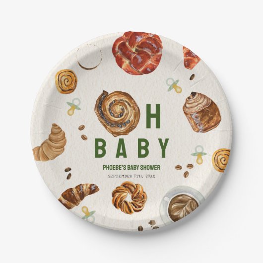 Assiettes En Carton Oh Bébé pâtisseries + Pacificateurs Baby shower ne (Devant)
