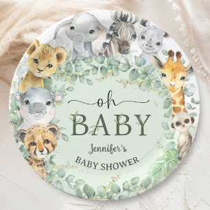 Assiettes En Carton Oh Bébé Safari Jungle Animaux Baby Shower