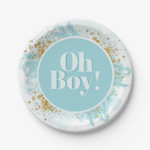 Assiettes En Carton Oh Boy Baby shower Parties scintillant aquarelle