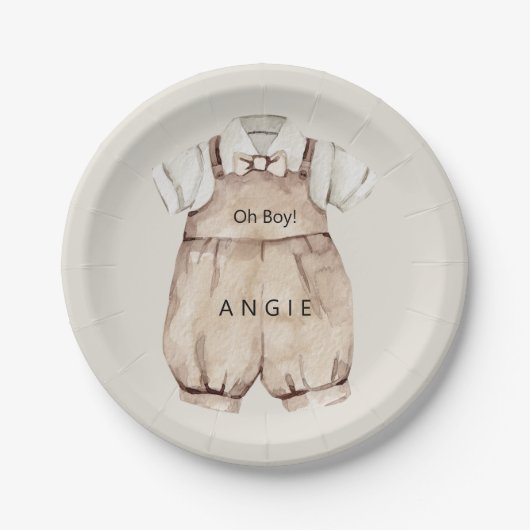 Assiettes En Carton Oh Boy Boho Baby shower (Devant)