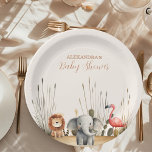 Assiettes En Carton Oh Boy Cute Safari Baby shower de verdure animal<br><div class="desc">Ajoutez une touche d'aventure et de charme à votre baby shower avec nos serviettes de Baby shower Wild One Safari Animals Boy. Ces serviettes sont décorées avec des motifs vibrants d'animaux de safari au milieu d'une végétation luxuriante, parfaite pour une fête sur le thème du safari. Design : orné d'illustrations...</div>