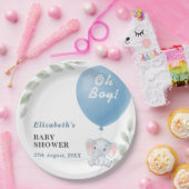 Assiettes En Carton Oh Boy Elephant Balloon Eucalyptus Baby Shower (Fête)