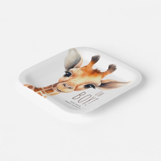 Assiettes En Carton Oh Boy Giraffe Baby shower (Angulaire)
