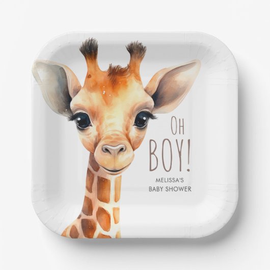 Assiettes En Carton Oh Boy Giraffe Baby shower (Recto)
