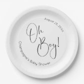 Assiettes En Carton Oh Boy Modern Script Baby shower (Devant)
