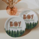 Assiettes En Carton Oh Boy - Rustic Boy Baby shower Woodland<br><div class="desc">Rustic Boy Woodland - "oh boy" garçon Plaques en papier baby shower</div>