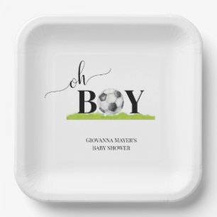 Assiettes En Carton Oh Boy Soccer Boy Baby shower
