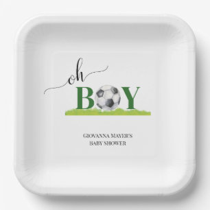 Assiettes En Carton Oh Boy Soccer Boy Baby shower