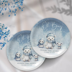 Assiettes En Carton Oh Boy Winter   Baby shower des bois