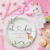 Assiettes En Carton Oh cerf rose or verdure baby shower cerf (Fête)