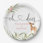 Assiettes En Carton Oh cerf rose or verdure baby shower cerf (Devant)