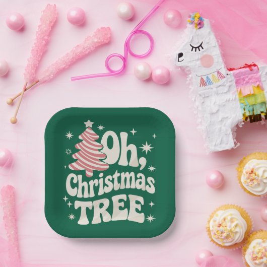 Assiettes En Carton Oh Christmas Tree Light Merry Christmas Xmas  (Fête)