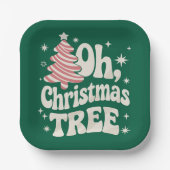 Assiettes En Carton Oh Christmas Tree Light Merry Christmas Xmas  (Recto)