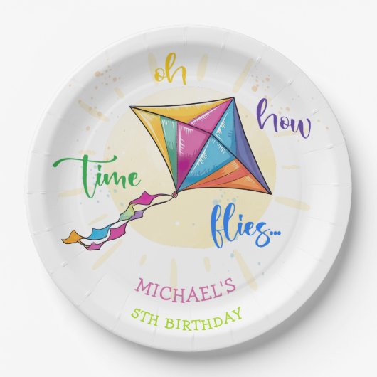 Assiettes En Carton Oh comment le temps vole aquarelle cerf-volant ann (Devant)