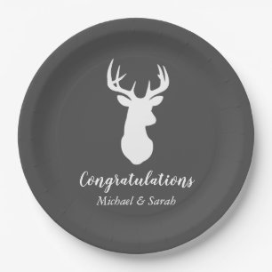 Assiettes En Carton Oh Deer Baby shower Blue Boy