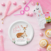 Assiettes En Carton Oh Deer Baby shower de printemps rose (Fête)