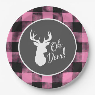 Assiettes En Carton Oh Deer Baby shower rose