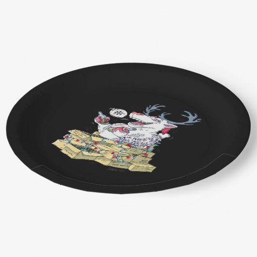 Assiettes En Carton Oh Deer Drunk Reindeer Celebrating Christmas Festi (Angle)