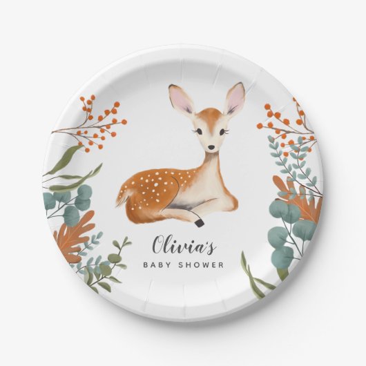 Assiettes En Carton Oh Deer Fall Foliage Baby shower (Devant)