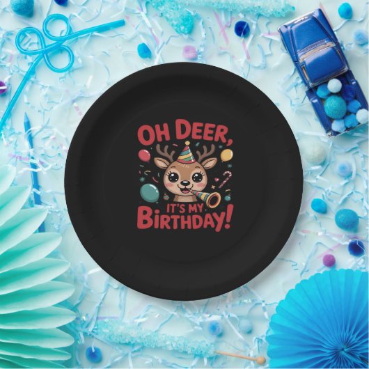 Assiettes En Carton Oh Deer Its My Birthday Cute Reindeer Festive Styl (Fête)