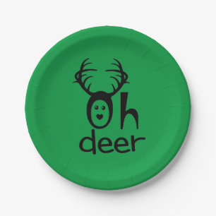 Assiettes En Carton Oh Deer - Plaques de papier de Noël