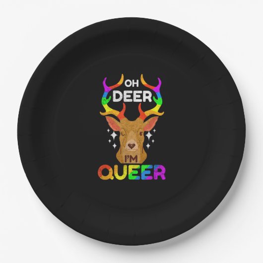 Assiettes En Carton Oh Deer Queer Funny LGBTQ Pride Awareness  (Devant)