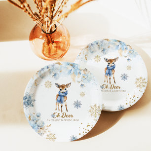 Assiettes En Carton Oh Deer Winter Baby Boy Douche