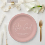 Assiettes En Carton oh fille Baby shower script rose élégant<br><div class="desc">oh Baby shower de fille script moderne rose élégant design de plaque de papier de fête.</div>