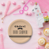 Assiettes En Carton Oh garçon Baby shower de moustache noire (Fête)