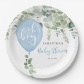 Assiettes En Carton Oh garçon bleu ballon garçon baby shower verdure (Devant)
