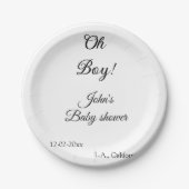 Assiettes En Carton oh garçon fille baby shower ajouter nom date année (Devant)