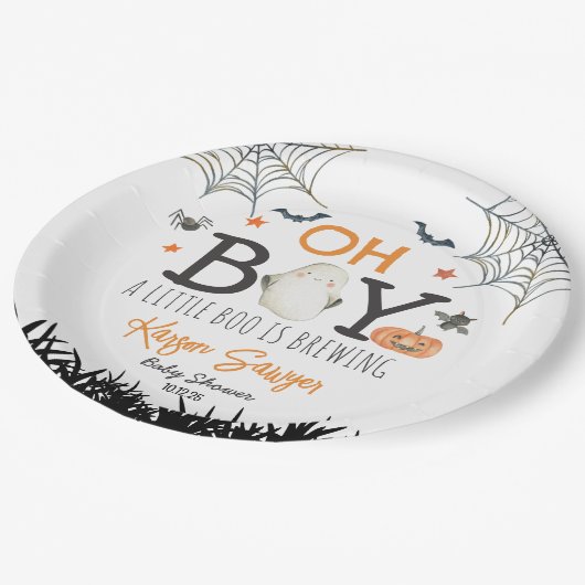 Assiettes En Carton Oh Garçon Plaques en papier Halloween (Angle)