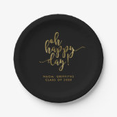 Assiettes En Carton Oh Happy Day Gold Script Graduation (Devant)