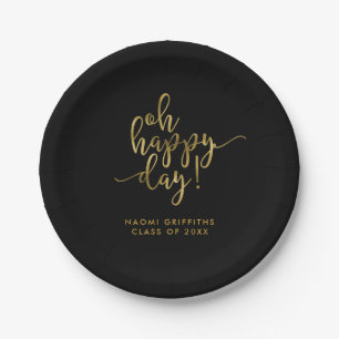 Assiettes En Carton Oh Happy Day Gold Script Graduation