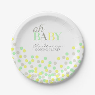 Assiettes En Carton Oh le genre de confettis de bébé indiquent l'Aqu