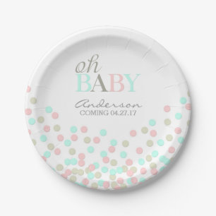 Assiettes En Carton Oh le genre de confettis de bébé indiquent le bl