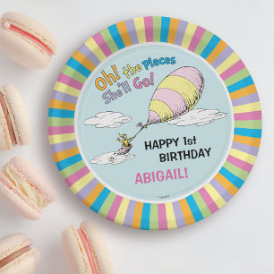 Assiettes En Carton Oh, les endroits où elle ira ! - Premier anniversa
