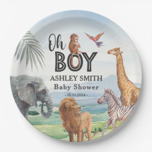 Assiettes En Carton Oh mon Dieu ! Baby shower animalier sauvage