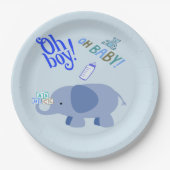 Assiettes En Carton Oh mon Dieu ! Mon bébé ! Baby shower Blue Elephant (Devant)
