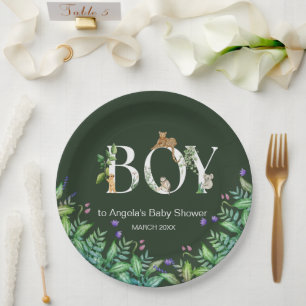 Assiettes En Carton Oh mon garçon Safari Animal Jungle Baby shower ver