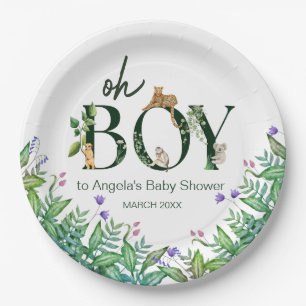 Assiettes En Carton Oh mon garçon Safari Animal Jungle Baby shower ver