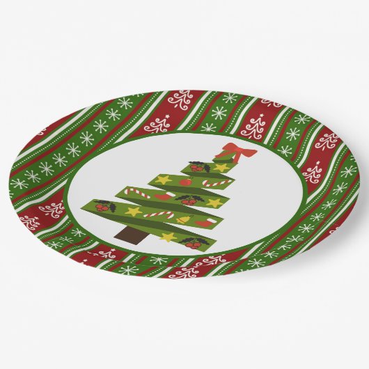 Assiettes En Carton Oh sapin de Noël (Angle)