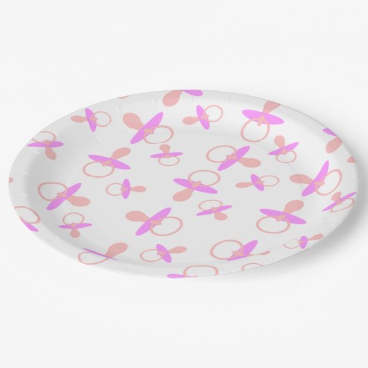Assiettes En Carton Oh tétines de roses pâles (Angle)