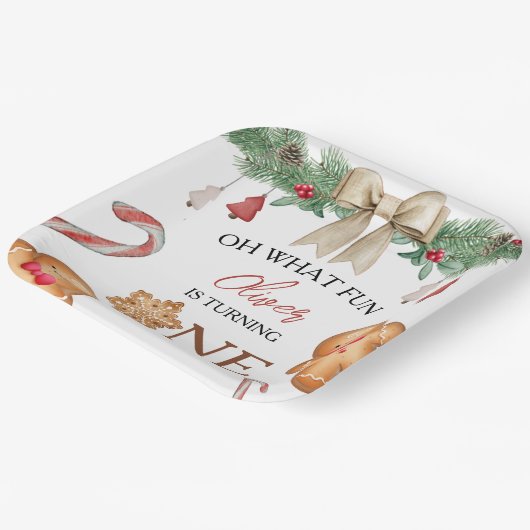 Assiettes En Carton Oh What Fun Christmas Cookies 1st Birthday (Angulaire)
