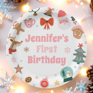 Assiettes En Carton Oh What Fun Christmas Party Fille 1er anniversaire